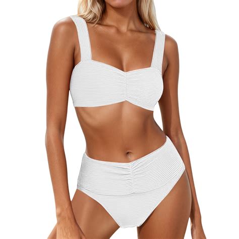 CAIVO Women Swimwear New Solid Color Bikini Sexy Backless Swimsuit Cute Beach Vacation Summer