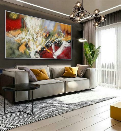 Large Colorful Panoramic Horizontal Abstract Wall Art Modern