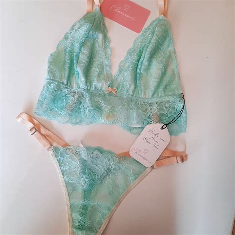 Set Bralette Paulette Verde Menta Lenceria De Dise O