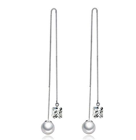 Femmes Boucles D Oreilles Houppe Longueur Argent Hypoallerg Nique