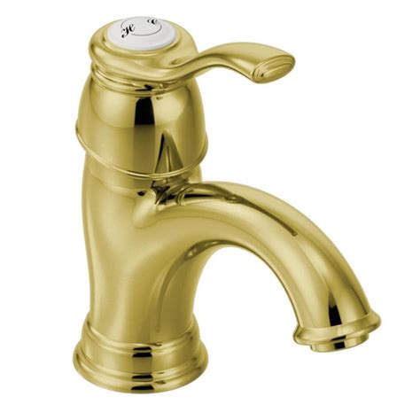 Moen Kingsley Polished Brass 1 Handle Single Hole Watersense Bathroom Sink Faucet With Drain At