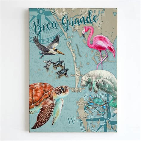 Boca Grande, FL Sea Life Plank Map – MapMom