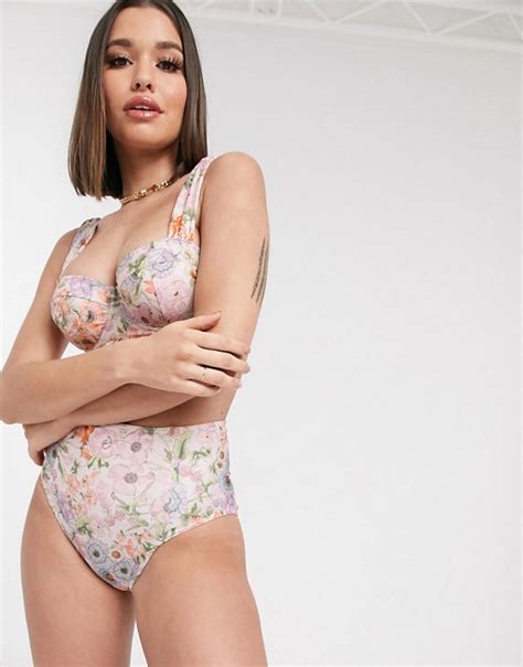 Asos Design Recycled Fuller Bust Underwired Bikini In Watercolour Floral Print Asos