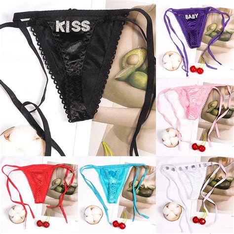 Personalized Diy Name Letters G String Panties For Women Side Tie Lingerie Custom Thong Cheek