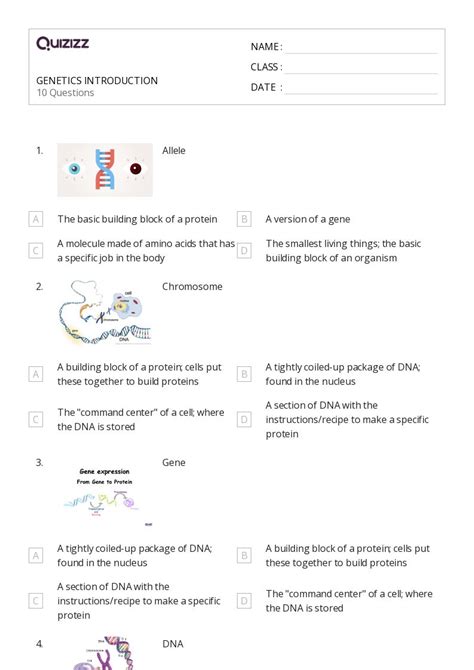 50 Introduction To Heredity Worksheets For 9th Class On Quizizz Free And Printable