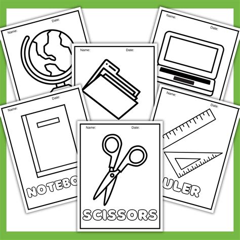 School Supplies Coloring Sheets | Back to School Coloring Pages | Made