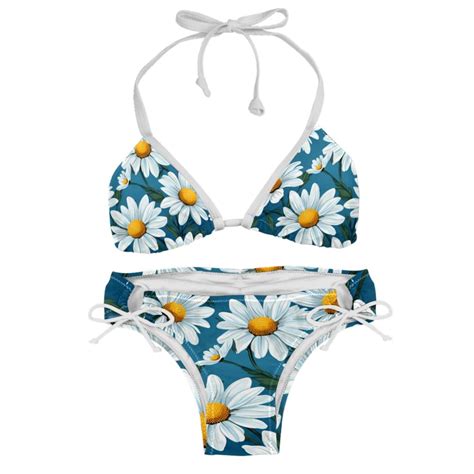 Daisy Bikini Set With Detachable Sponge Adjustable Strap Two Pack Ideal For Beach Pool