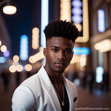 Gay Black Man Presenting Rising Statistics Stable Diffusion Online