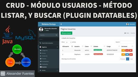 CRUD MÓDULO USUARIOS MÉTODO LISTAR Y BUSCAR PLUGIN DATATABLES