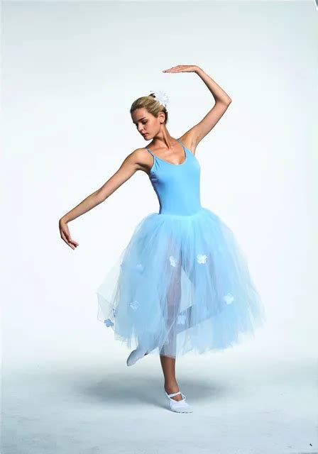 Romantic Blue Long Tutu Ballet Dress Adult Girl Ballerina Contemporary