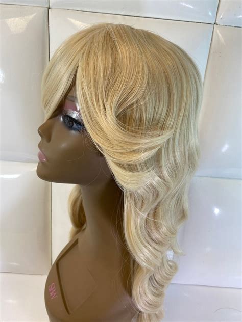 Full Wig Side Swept Bangs LIGHT BLONDE HAIR Long Full Etsy