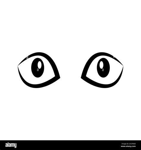 Black White Cat Eyes Isolated On White Background Vector Illustration