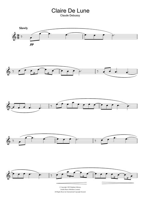 Clair De Lune By Claude Debussy Sheet Music For Alto Sax Solo At Sheet