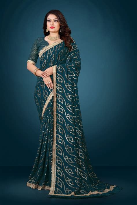 Teal Blue Color Sequins Work Designer Saree At Rs Party Wear