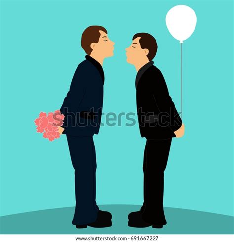 Cartoon Gay Couple Wedding Suits Grooms Stock Vector Royalty Free 691667227 Shutterstock