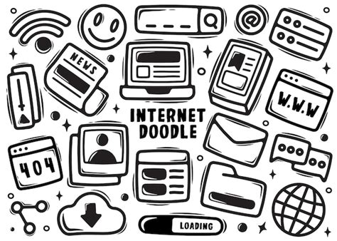 premium vector internet element doodle
