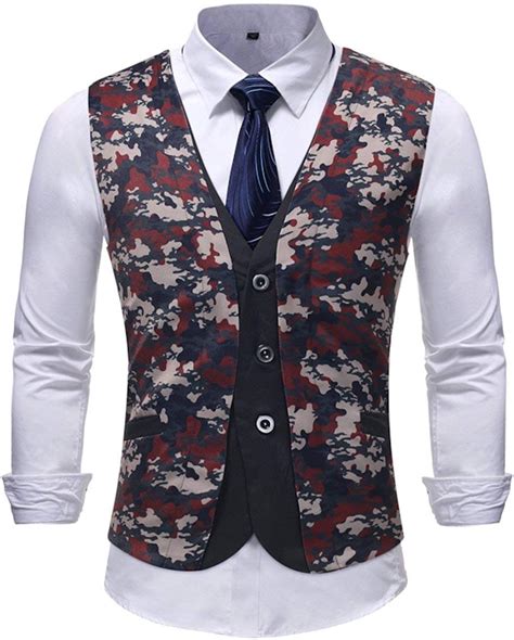 HaiDean Chaleco De Traje Estampado Vestido Para Floral Hombres Modernas