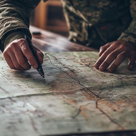 military strategist planning operations   tactical map premium