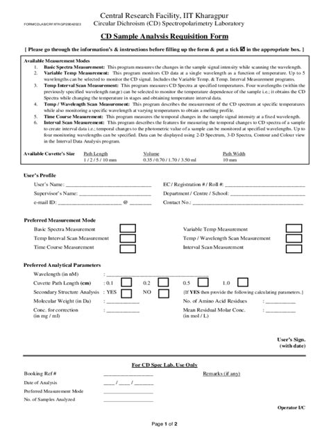 Fillable Online CD Sample Analysis Requisition Form Fax Email Print