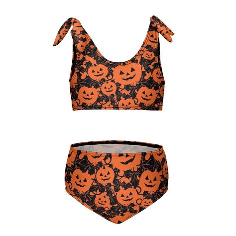 Cartoon Pumpkin Citrus Stem Girl S Piece Bikini Set Beach Sport Swimsuit Swimwear Y Cm