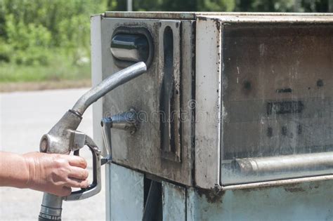 Old Abandoned Fuel Dispenser And Human Hand Stock Photo Image Of Auto