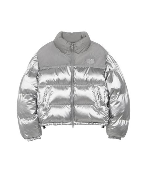 MUSINSA公式 LUV IS TRUE AM GLOSSY SHORT PUFFER JACKET SILVER