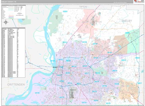 Shelby County, TN Wall Map Premium Style by MarketMAPS - MapSales