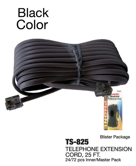 Ts 825 Blk Telephone Extension Cord — Trisonic Wholesale Supplier