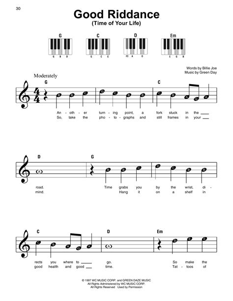 Good Riddance Time Of Your Life By Green Day Sheet Music For Super