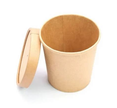 Plain Brown 750 Ml Kraft Paper Food Container With Paper Lid For Packaging Size 116 Mm At Rs