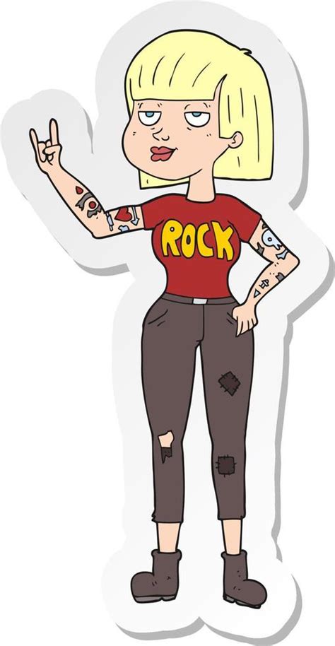 Sticker Of A Cartoon Rock Girl 11118152 Vector Art At Vecteezy