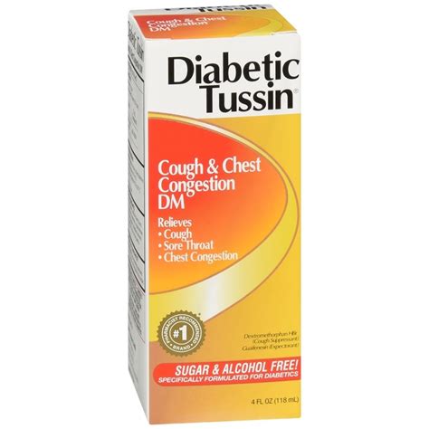 Diabetic Tussin Cough Chest Congestion DM Liquid 4 OZ Medcare