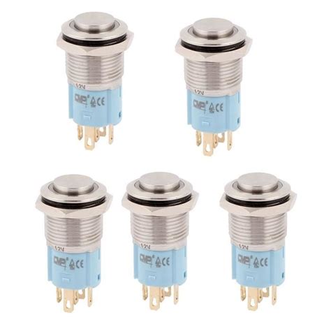 BOUTON POUSSOIR POUR OUVERTURE SOURCINGMAP 5pcs 12V Rouge Vert Jaune