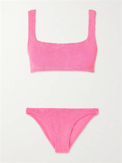 Hunza G Net Sustain Seersucker Bikini Pink ShopStyle Two Piece Swimsuits