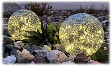 Led Solar Crackle Glass Globes Set 2 Clear Will S Company