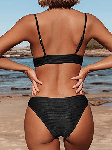 CUPSHE Maillot de bain deux pièces bikini triangle sexy solide pour femme Noir