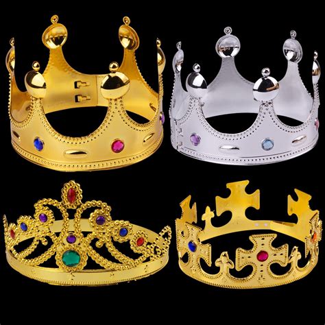 4 Pieces Royal King Plastic Crown Queen Birthday Crowns Costume