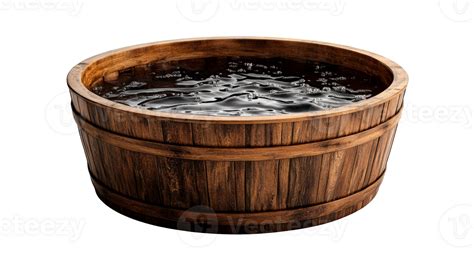wooden tub filled  water creating bubbles  png