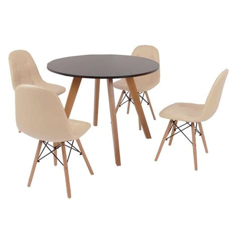 Mesa Inês cm Preta Cadeiras Eiffel Botonê Nude Leroy Merlin