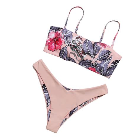 Lovoski Women S Floral Tiger Bikini Set Bra To Grandado