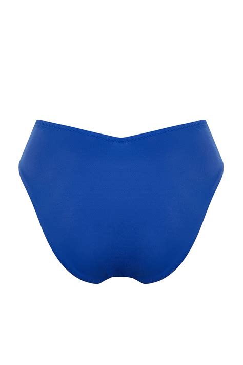 Trendyol Collection Dół od bikini z wysokim stanem Saks w kształcie litery V TBESS24BA00009