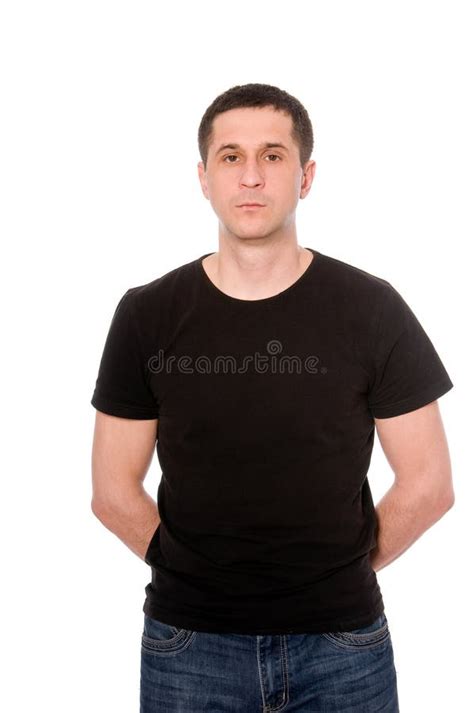 Man In Black T Shirt Stock Photo Image Of Modern Gesturing 24272282