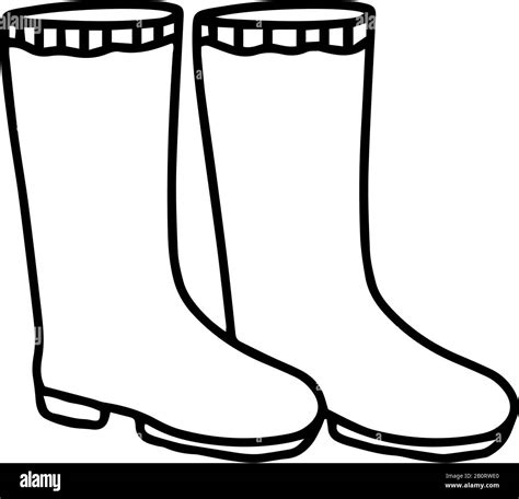 Gummistiefel In Handgezeichneter Doodle Form Isoliert Auf Wei Em