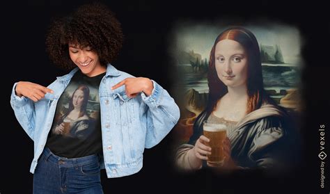 Mona Lisa Beer T Shirt Design Psd Editable Template