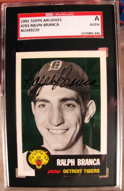 Lot Detail - RALPH BRANCA SIGNED BASEBALL CARD - SGC SLABBED ...