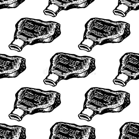 Hand Drawn Seamless Pattern Of Beef Pork Or Lamb Red Meat Sketch Stock