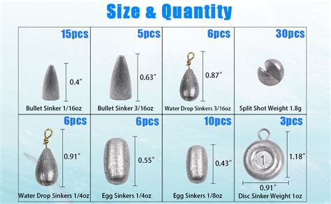 Amazon Fishing Weight Sinkers Kit Pcs Assorted Drop Bass