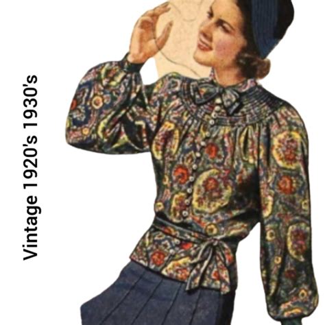 Vintage Tops Vintage Antique 92 1930s Silk Pussy Bow Blouse Size Medium Elephant Print