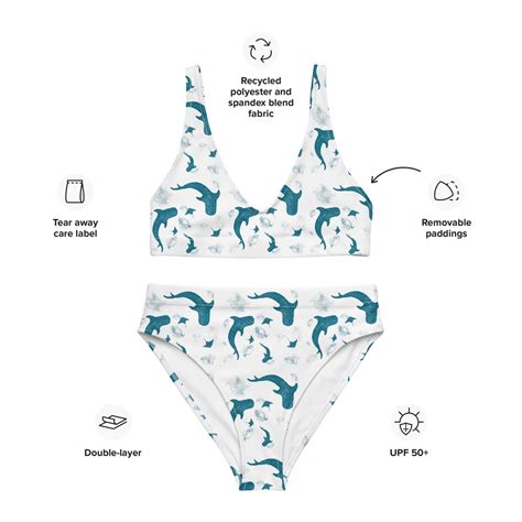 Whale Shark Bikini Blue And White High Waisted And Etsy