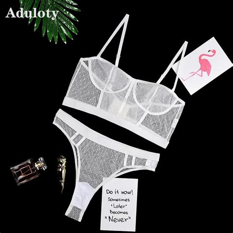 Uaang New Women S Polka Dot Lace Lingerie Set Mesh Perspective Wire Free Support Comfortable